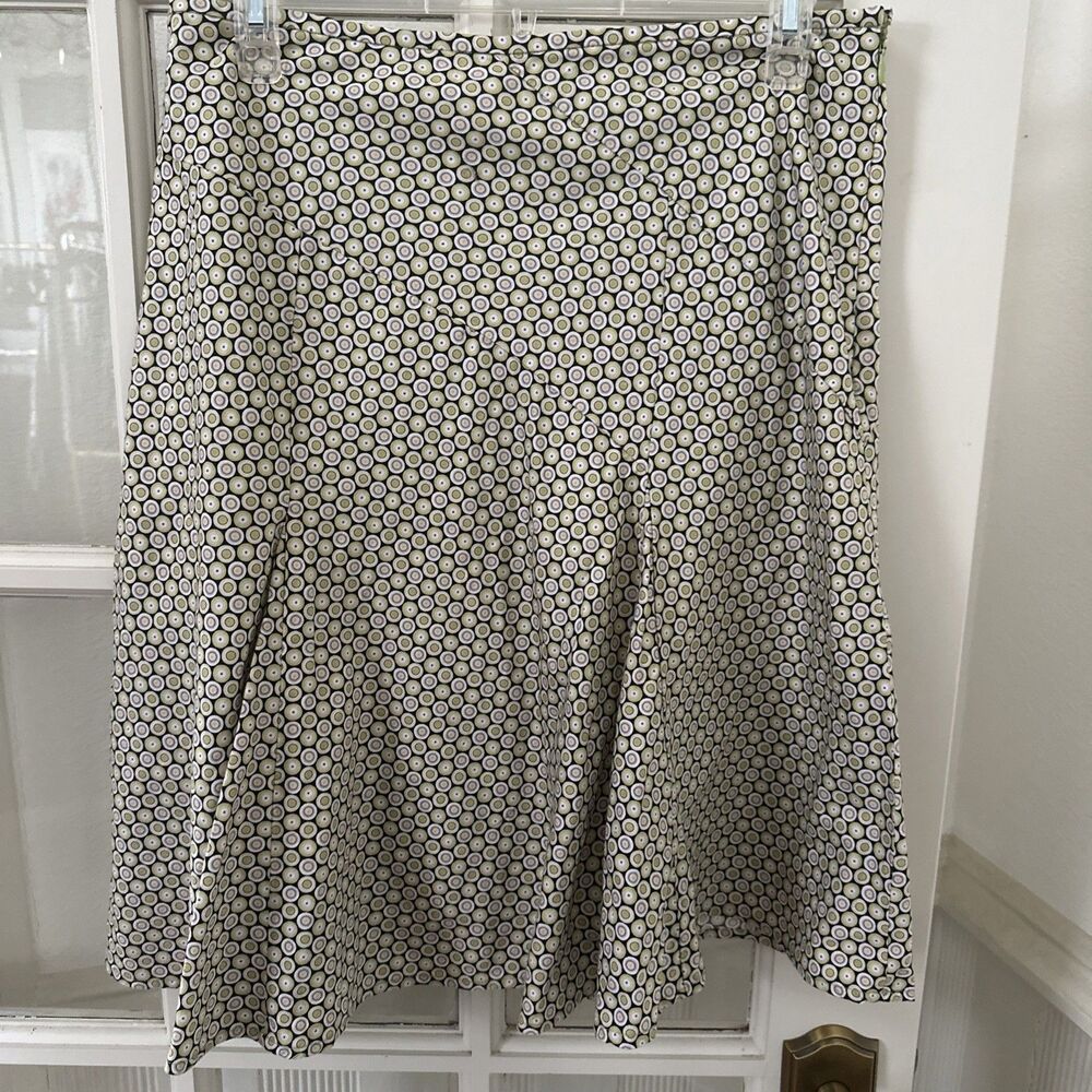 George 100% Cotton Skirt Lined Green Multi A-Line Knee Length Womens Size 6